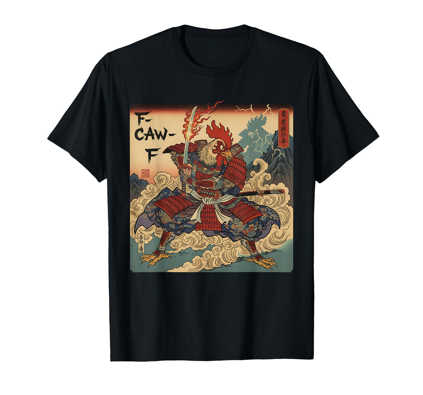 Funny Samurai F-Caw-F Chicken Warrior Japanese Chicken Ninja T-Shirt