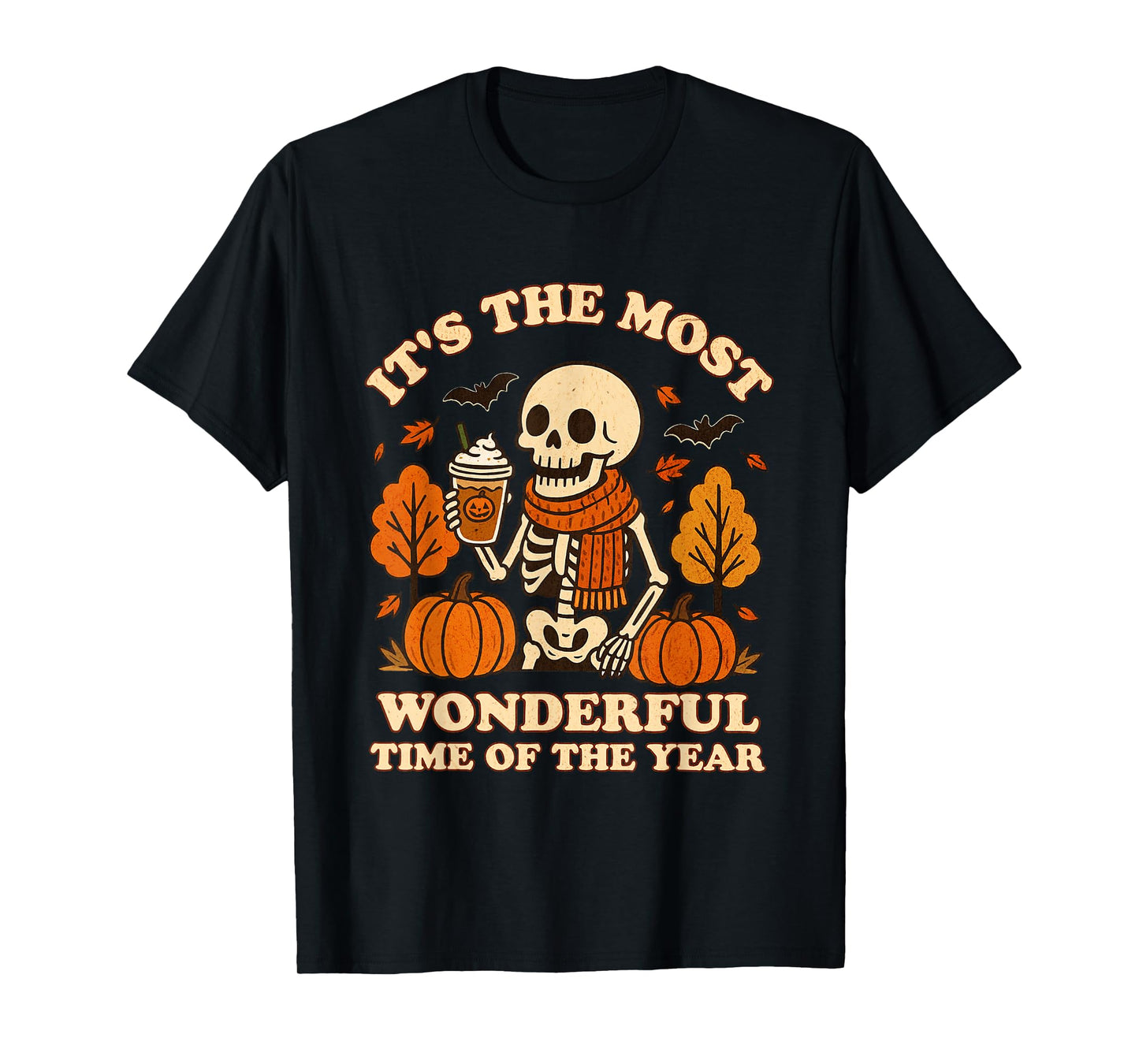 Most Wonderful Time of The Year Cute Skeleton Halloween Fall T-Shirt