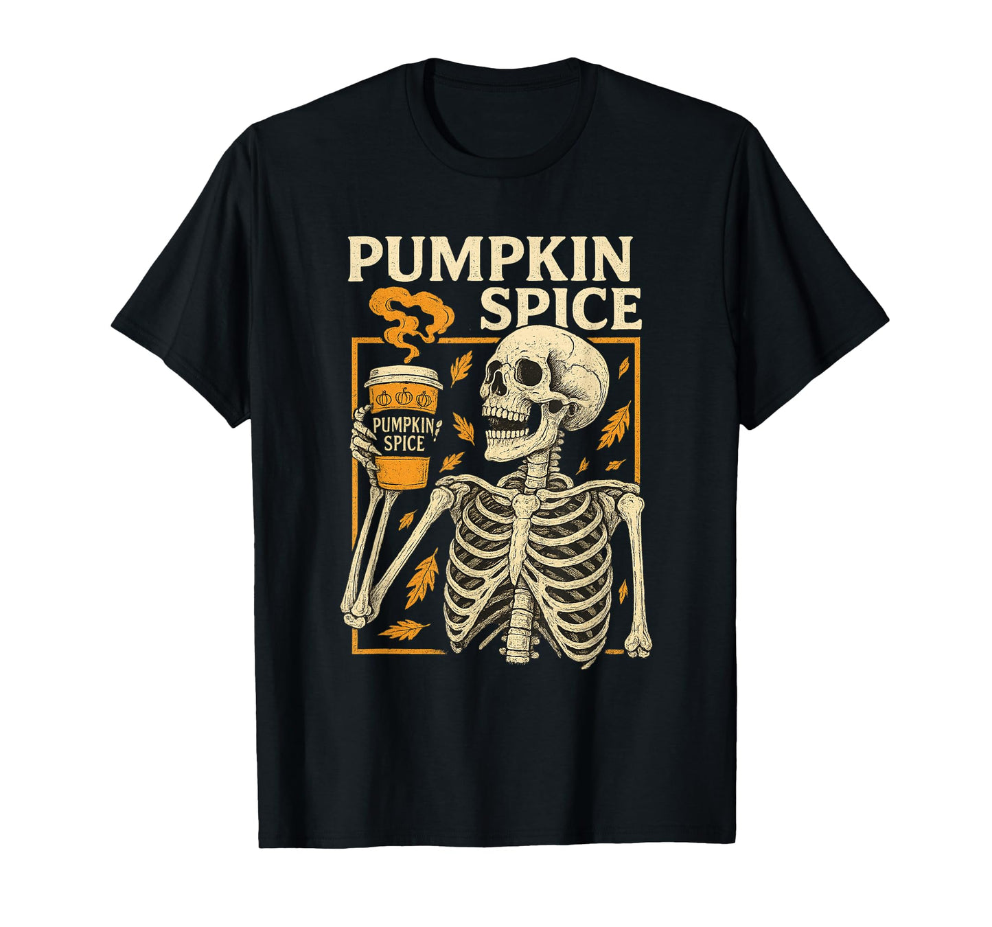 Vintage Halloween Skeleton Pumpkin Spice Latte Syrup Creamer T-Shirt
