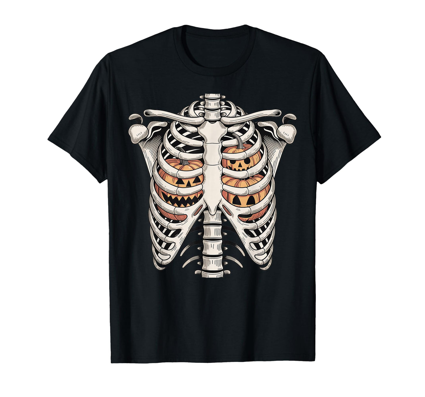 Pumpkin Rib Cage Skeleton Halloween X-Ray Anatomy Nurse T-Shirt