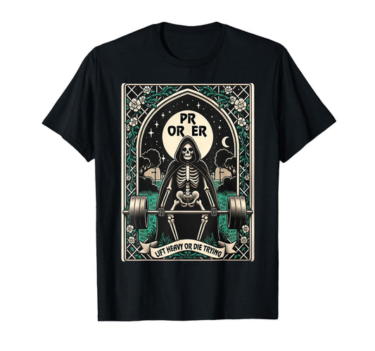 Skeleton Gym, Halloween Pump Cover, PR OR ER Card Tarot Tee T-Shirt