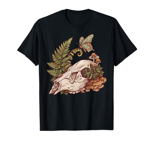 Deer Skull Vulture Culture Therian Furry Decay Green Witch T-Shirt