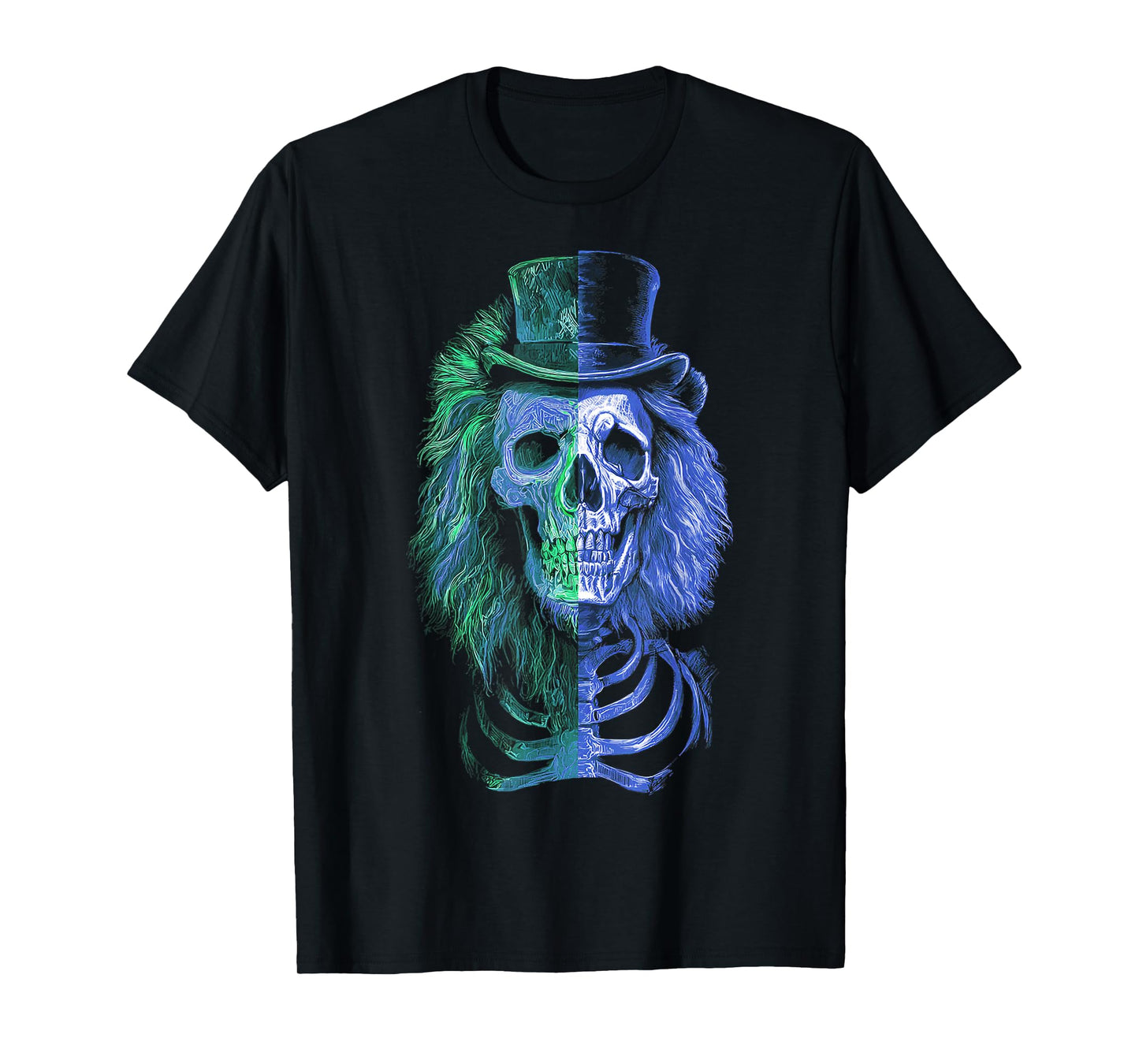 Halloween Lion Skeleton Skull Drawing Animal Halloween T-Shirt