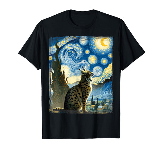 Artistic Bobcat Shirt Van Gogh Style Starry Night Bobcat T-Shirt