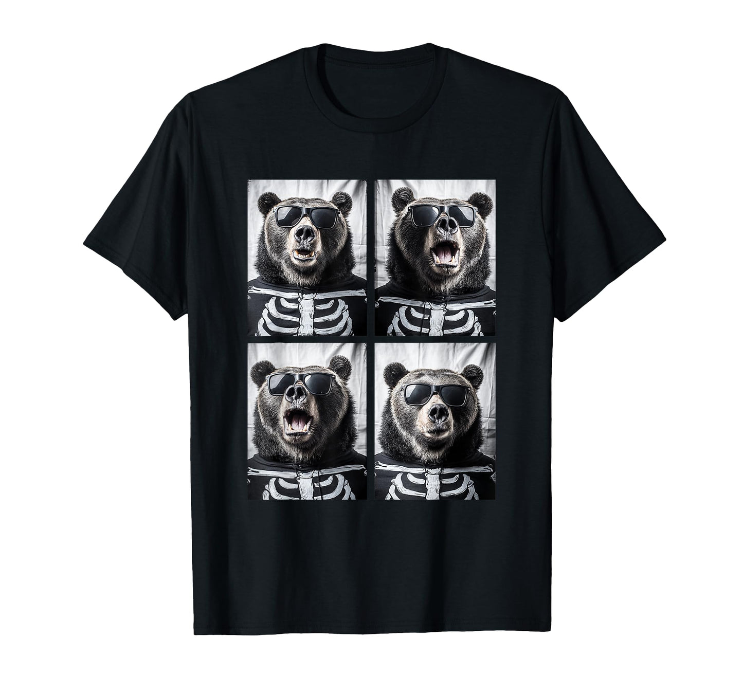 Cute Bears with Sunglasses Skeleton Costume Funny Halloween T-Shirt