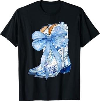 Cowgirl Boots Blue Cowgirl Shirt For Women Girls T-Shirt