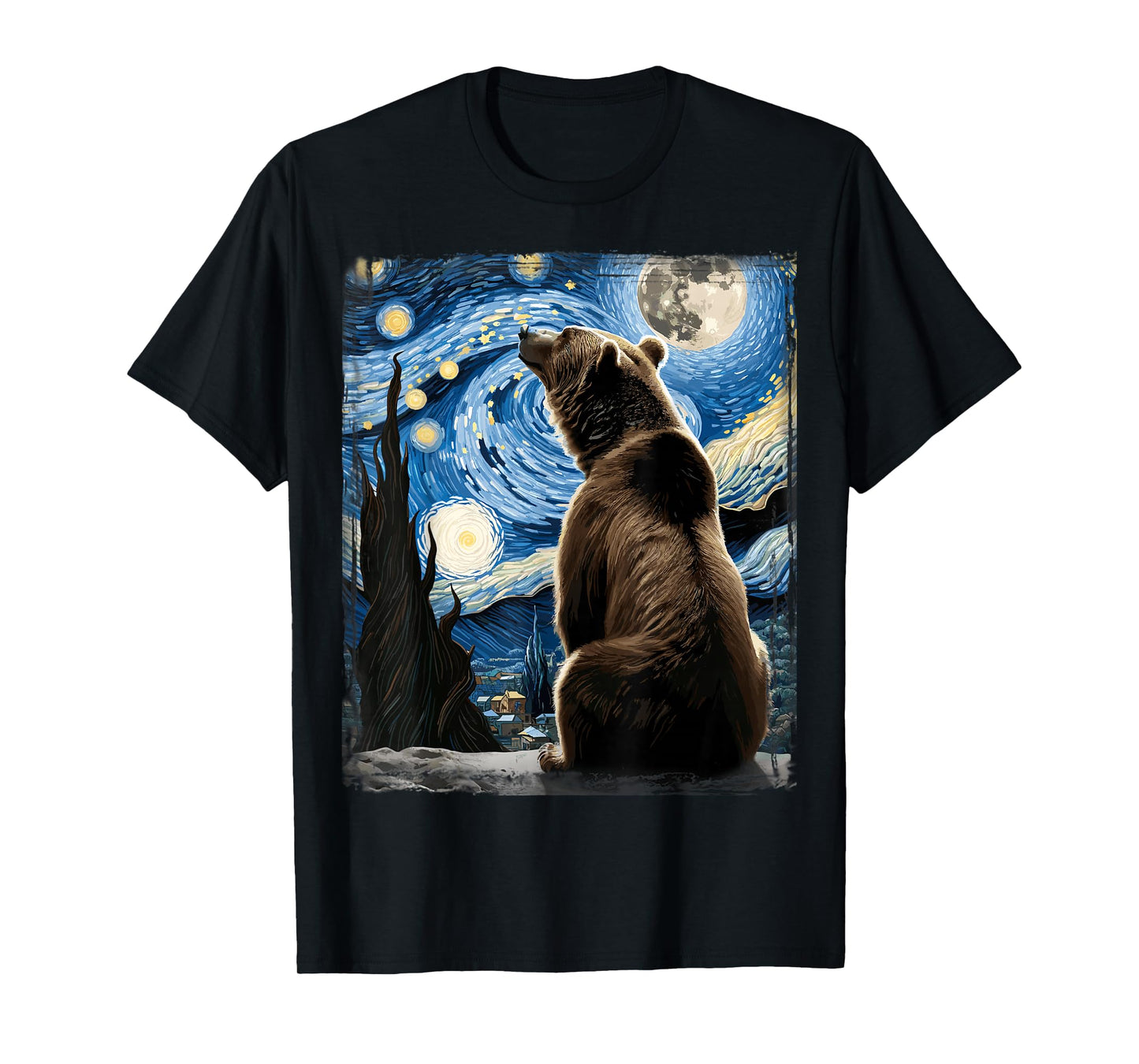 Artistic Bear Shirt Van Gogh Style Starry Night Grizzly Bear T-Shirt