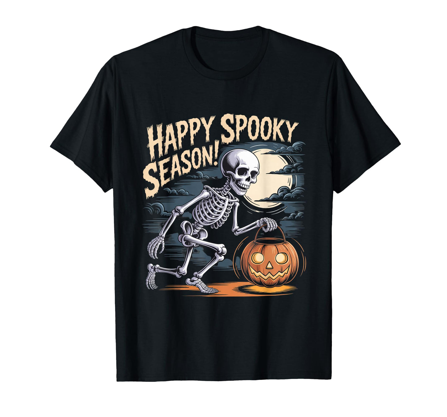 Happy Spooky Season Outfit – Skeleton with Pumpkin Lantern a T-Shirt