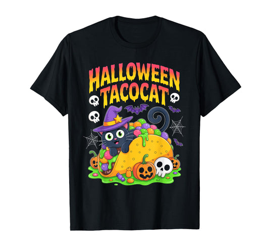 Cute Halloween Tacocat Black Cat Funny Taco Costume Design T-Shirt