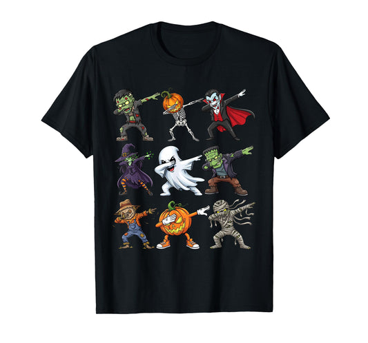 Dabbing Halloween Costume Skeleton Zombie Scary Pumpkin T-Shirt