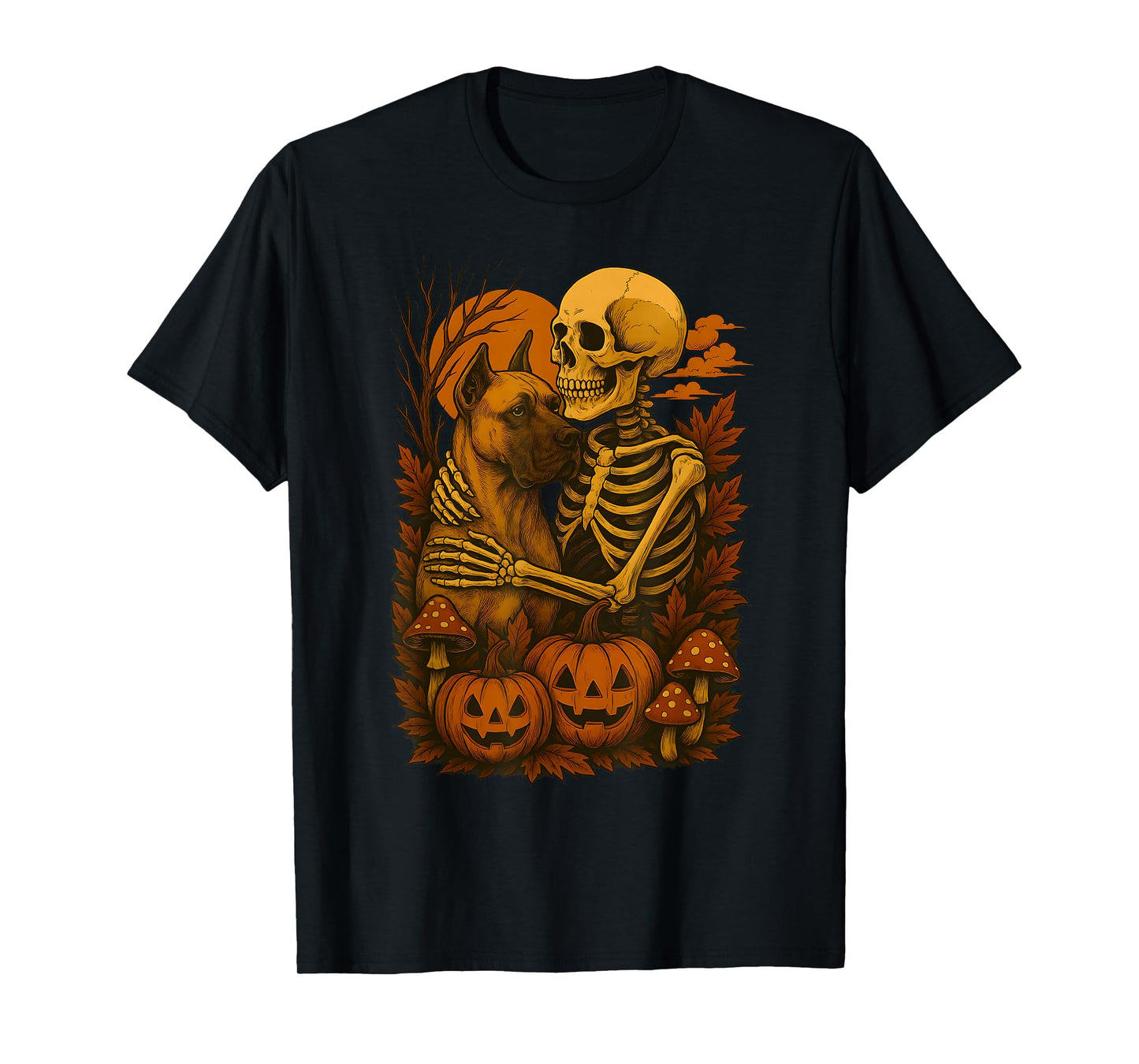Skeleton Hugging Great Dane T-Shirt