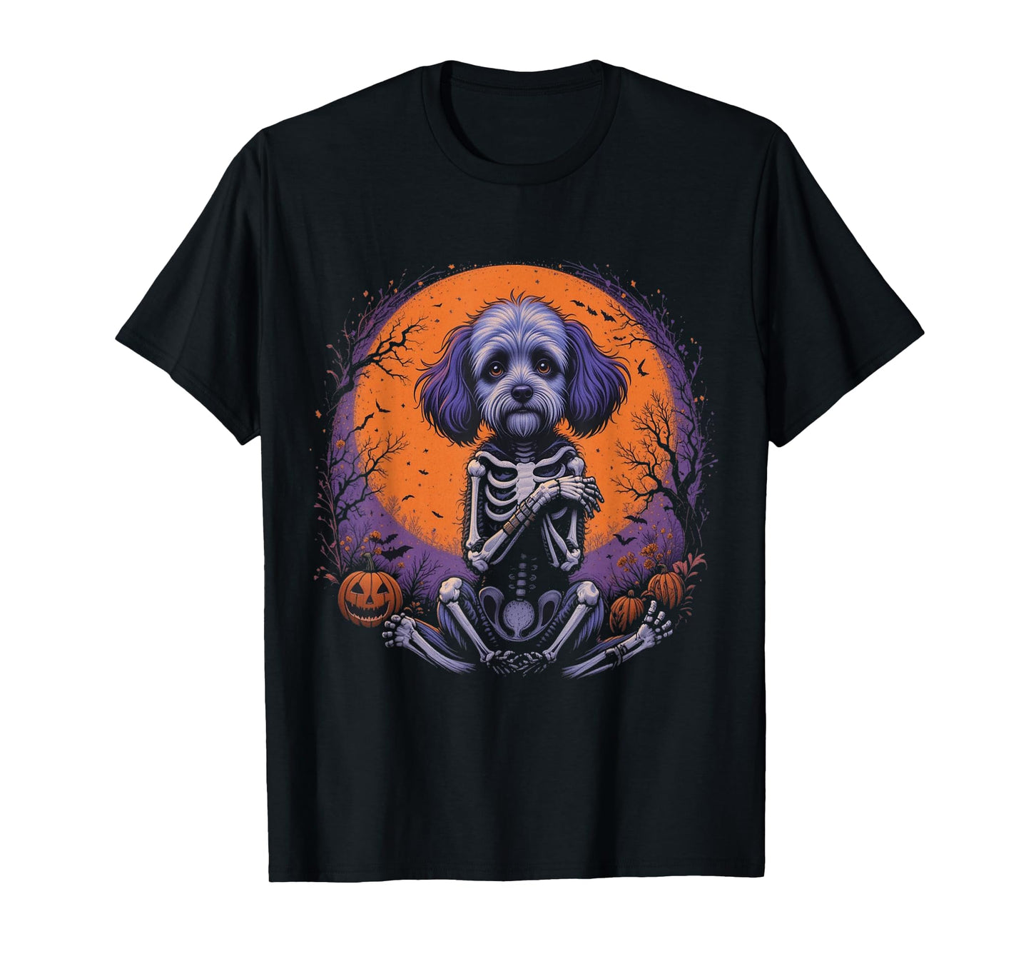 Skeleton Hugging Cavapoo Cockapoo Halloween Lover Mom Dad T-Shirt