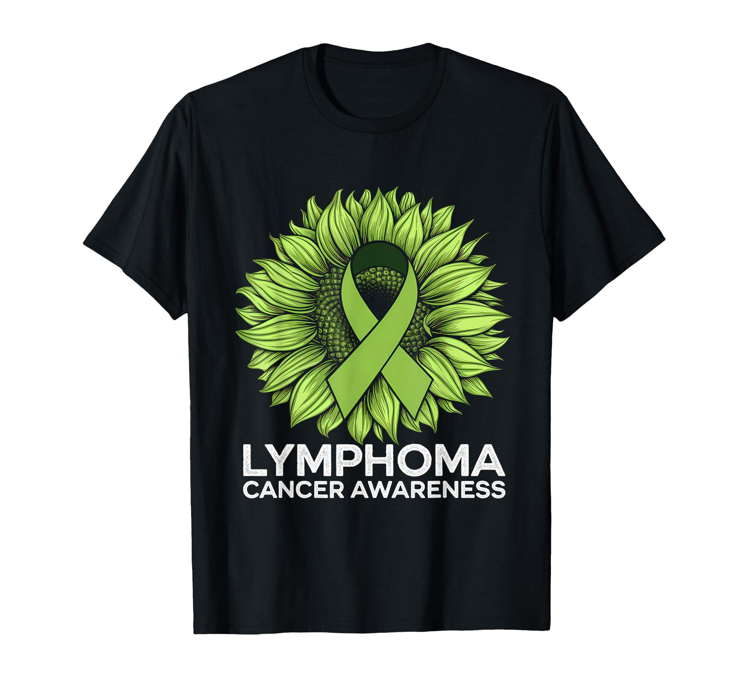 Lymphoma Cancer Awareness Sunflower Green Ribbon T-Shirt