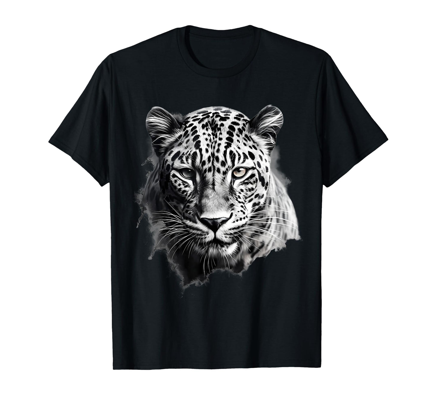 Leopard Drawing Animal Print Wildlife Nature Portrait Motif T-Shirt