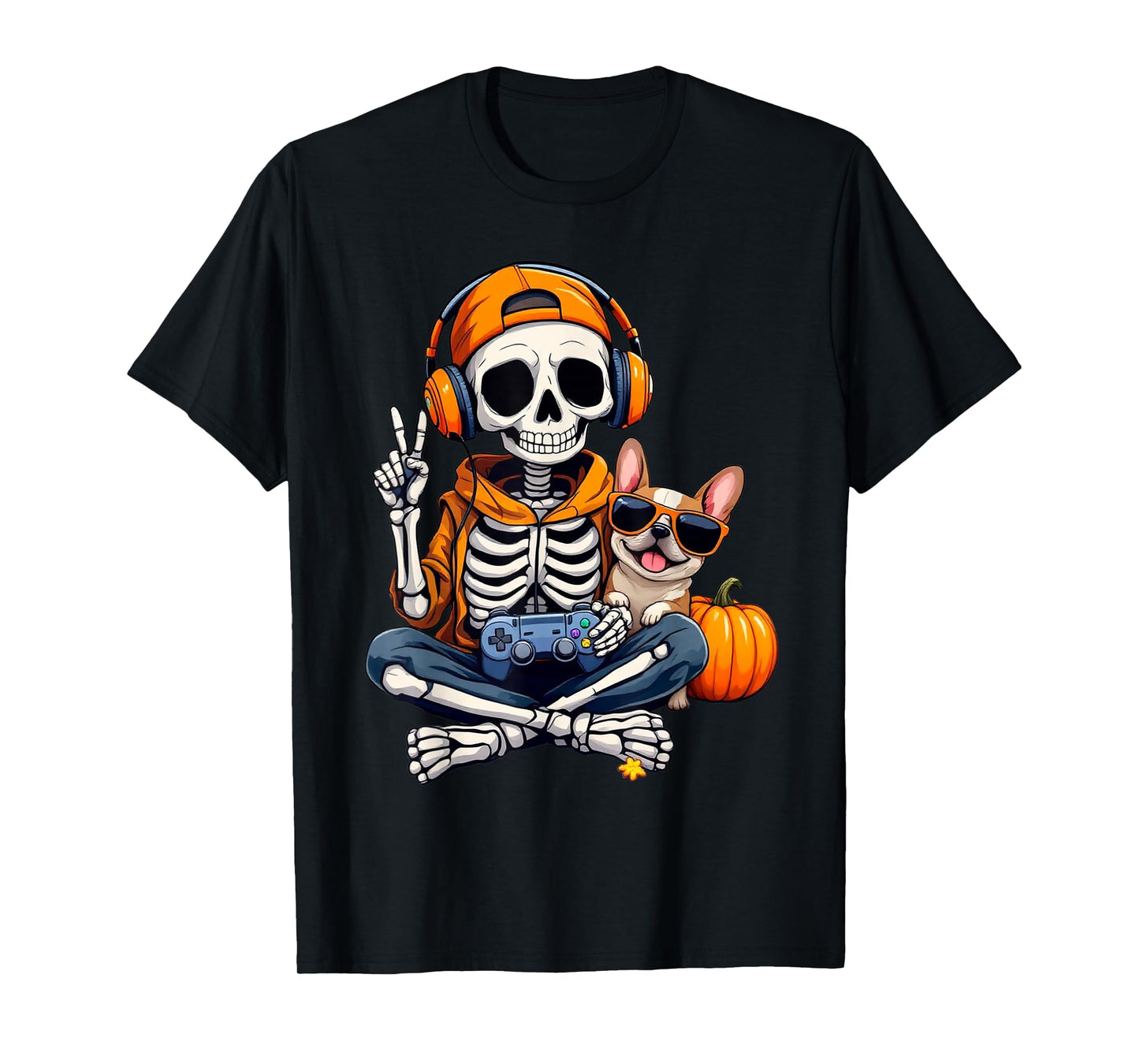 Halloween Skeleton Gamer Video Gaming Boys Men Kids Tees T-Shirt