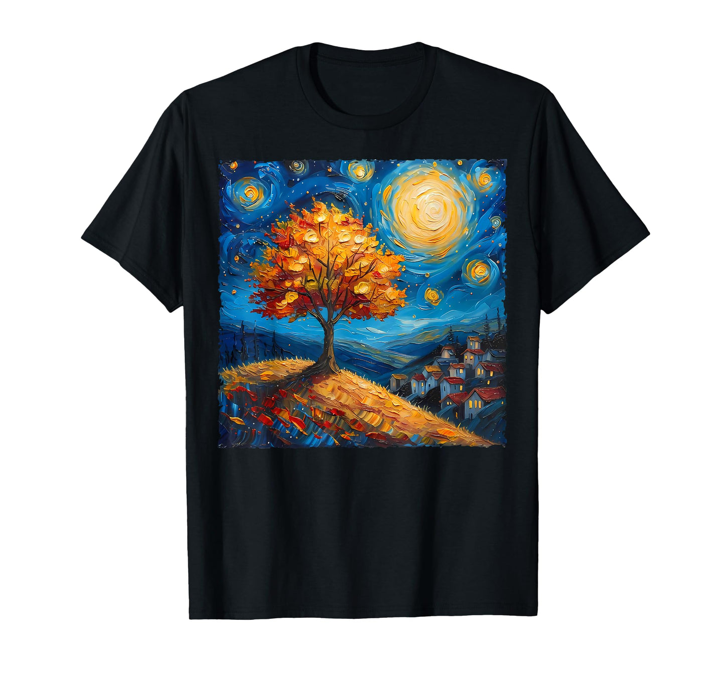Maple Tree Van Gogh Starry Night Art Autumn Nature Lovers T-Shirt