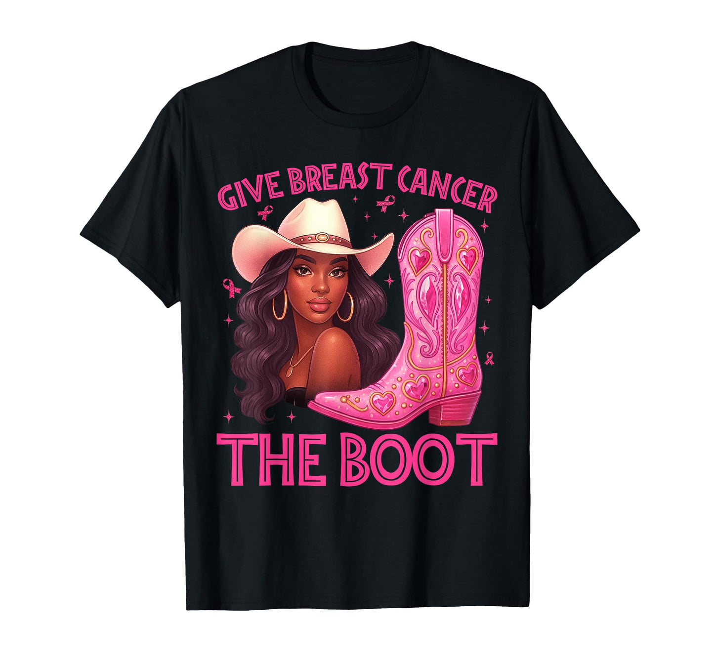 Kick Out Breast Cancer Western Boot T-Shirt