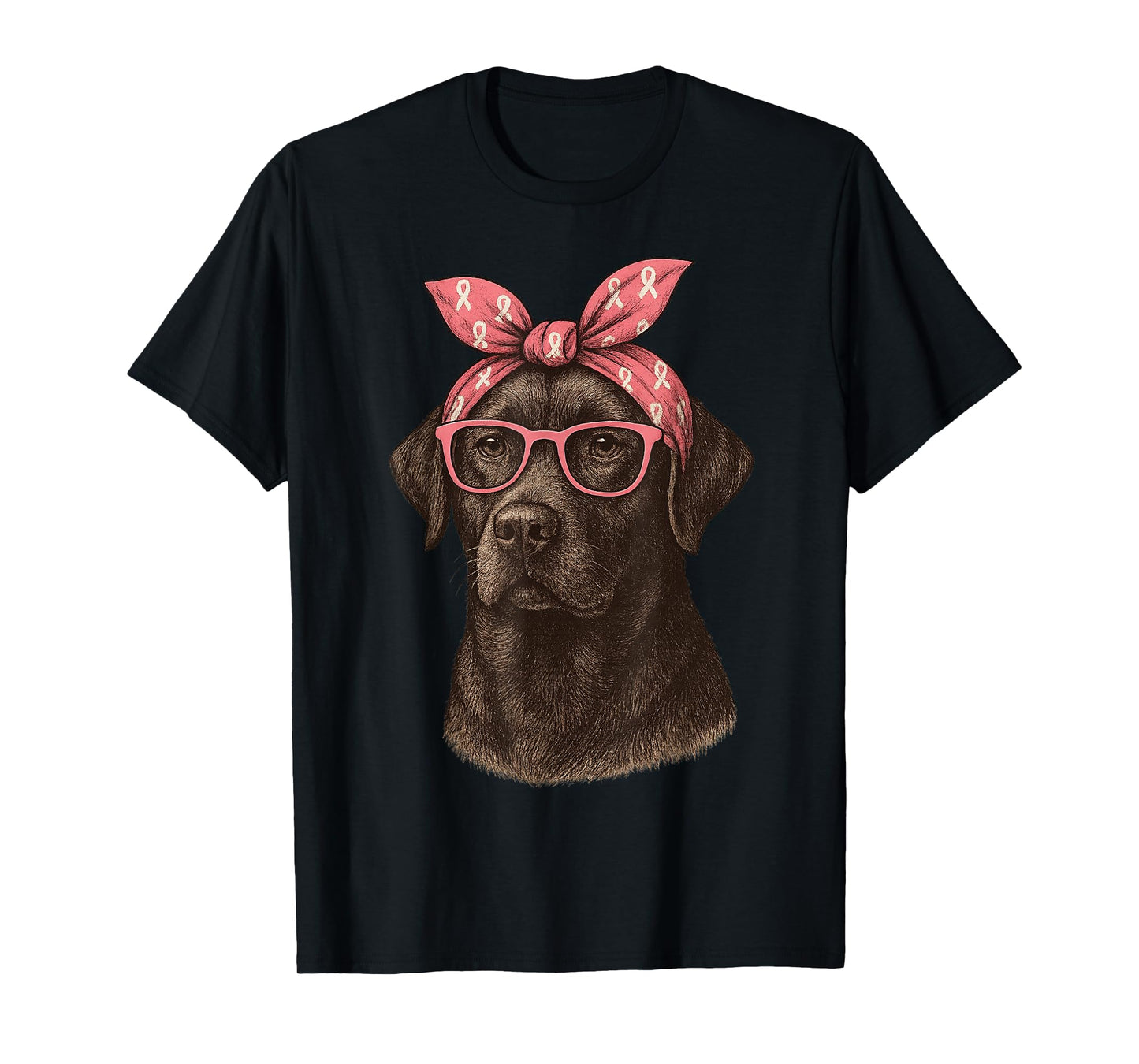 Labrador Retriever Breast Cancer Awareness Pink Ribbon T-Shirt
