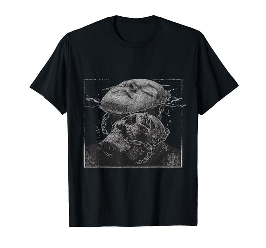 Dark Aesthetic Skull and Face Surreal Chains Graphic T-Shirt
