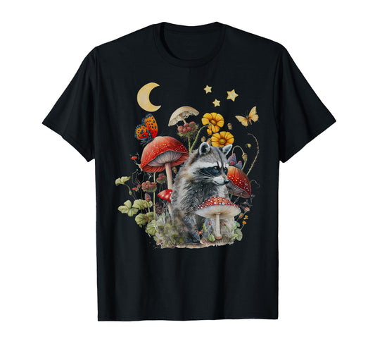 Cottagecore Mushroom Raccoon Aesthetic Trash Panda Racoons T-Shirt