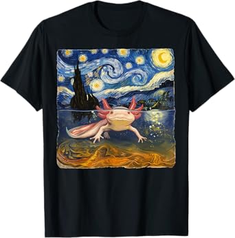 Axolotl Starry Night Van Gogh Funny Gifts For Men Women Kid T-Shirt