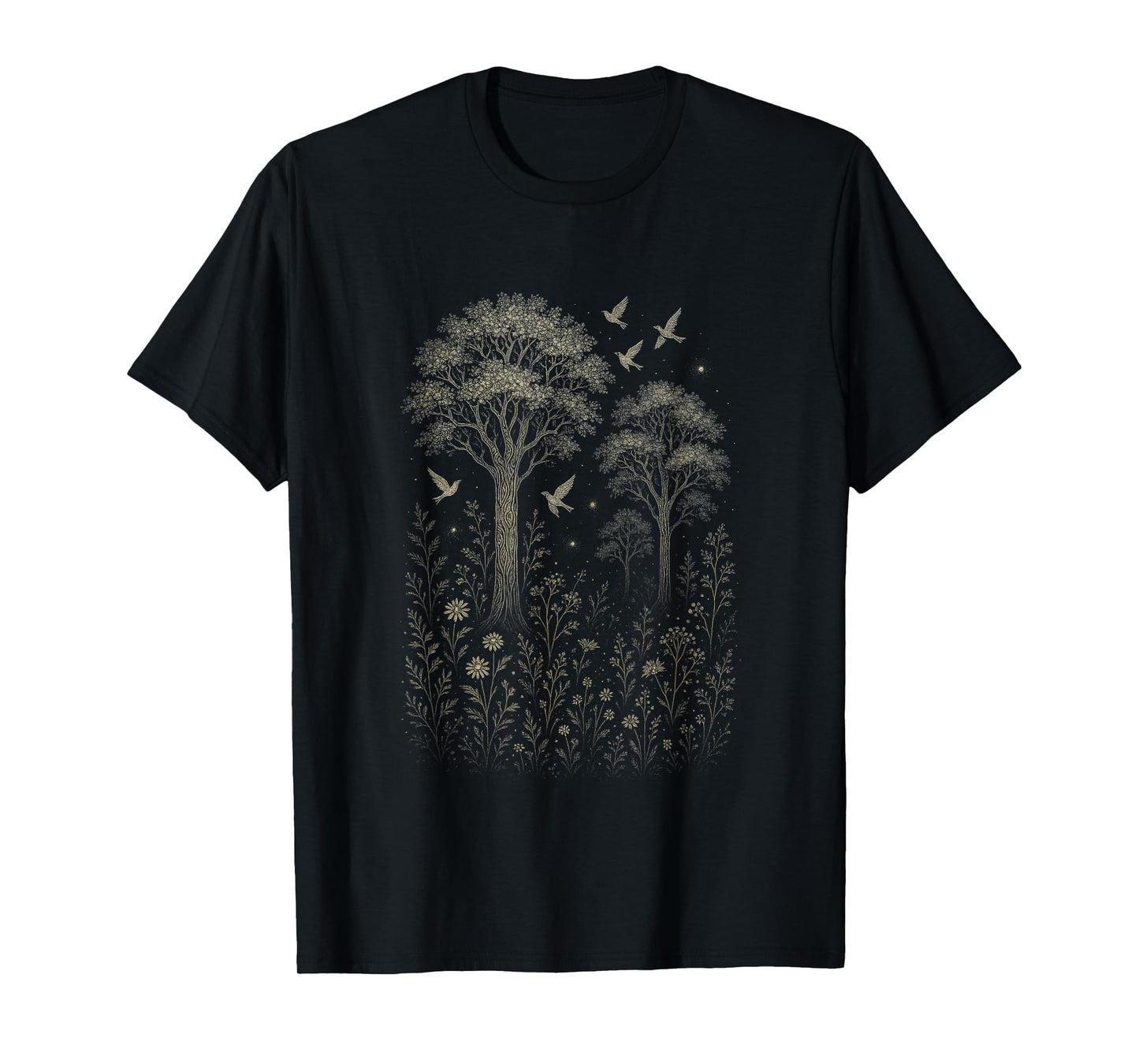 Nature Scene - Vintage Tree Bird Art T-Shirt