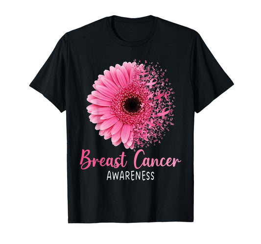 Sunflower Breast Cancer Awareness Pink Ribbon for Women Girl T-Shirt