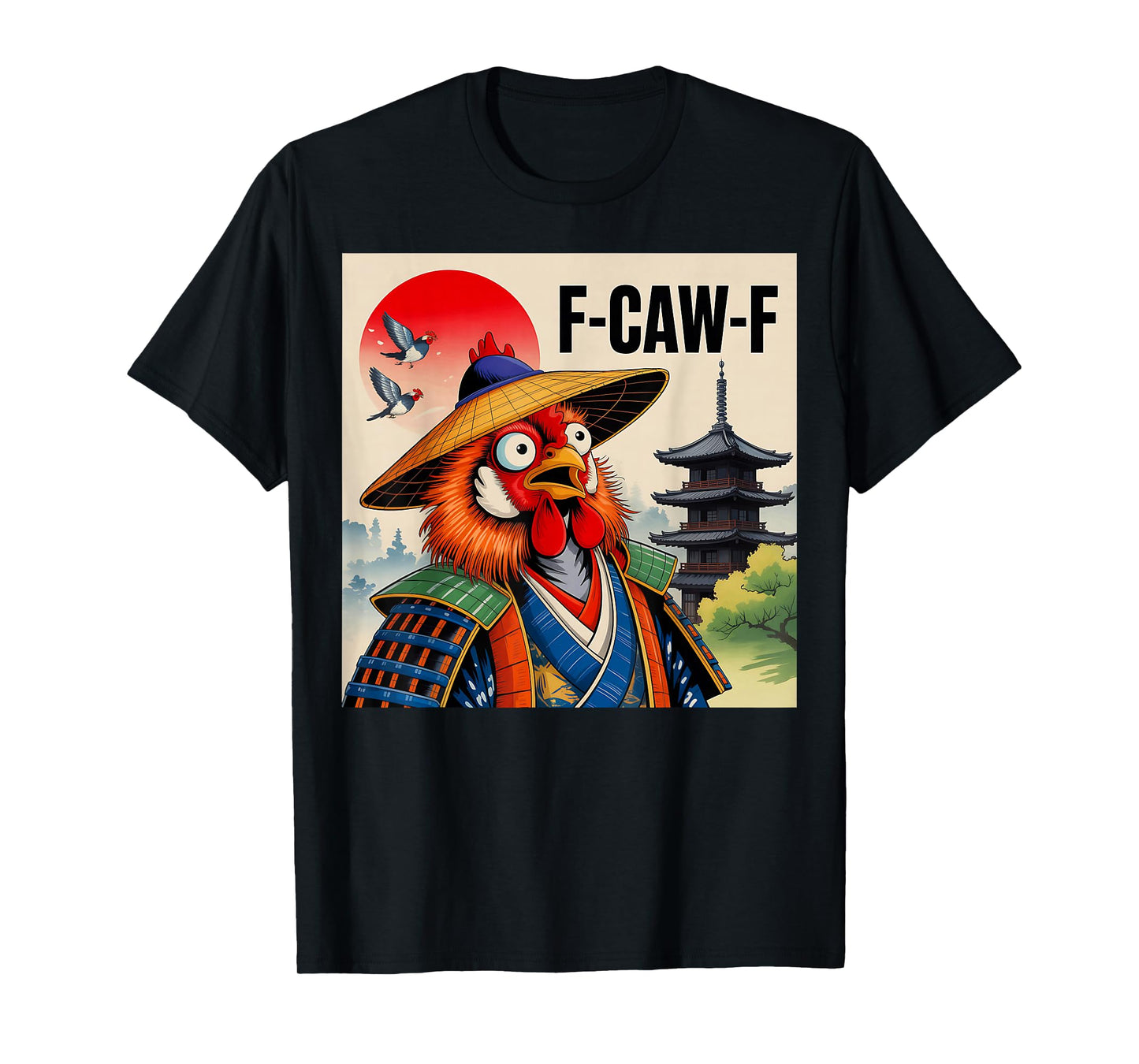 Samurai Chicken F-CAW-F Rooster Warrior Japanese Vintage T-Shirt