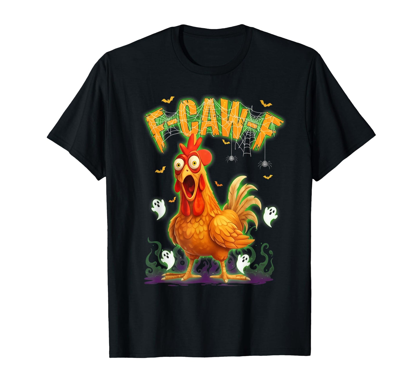 Chicken F-Caw-F Spider Web Halloween T-Shirt