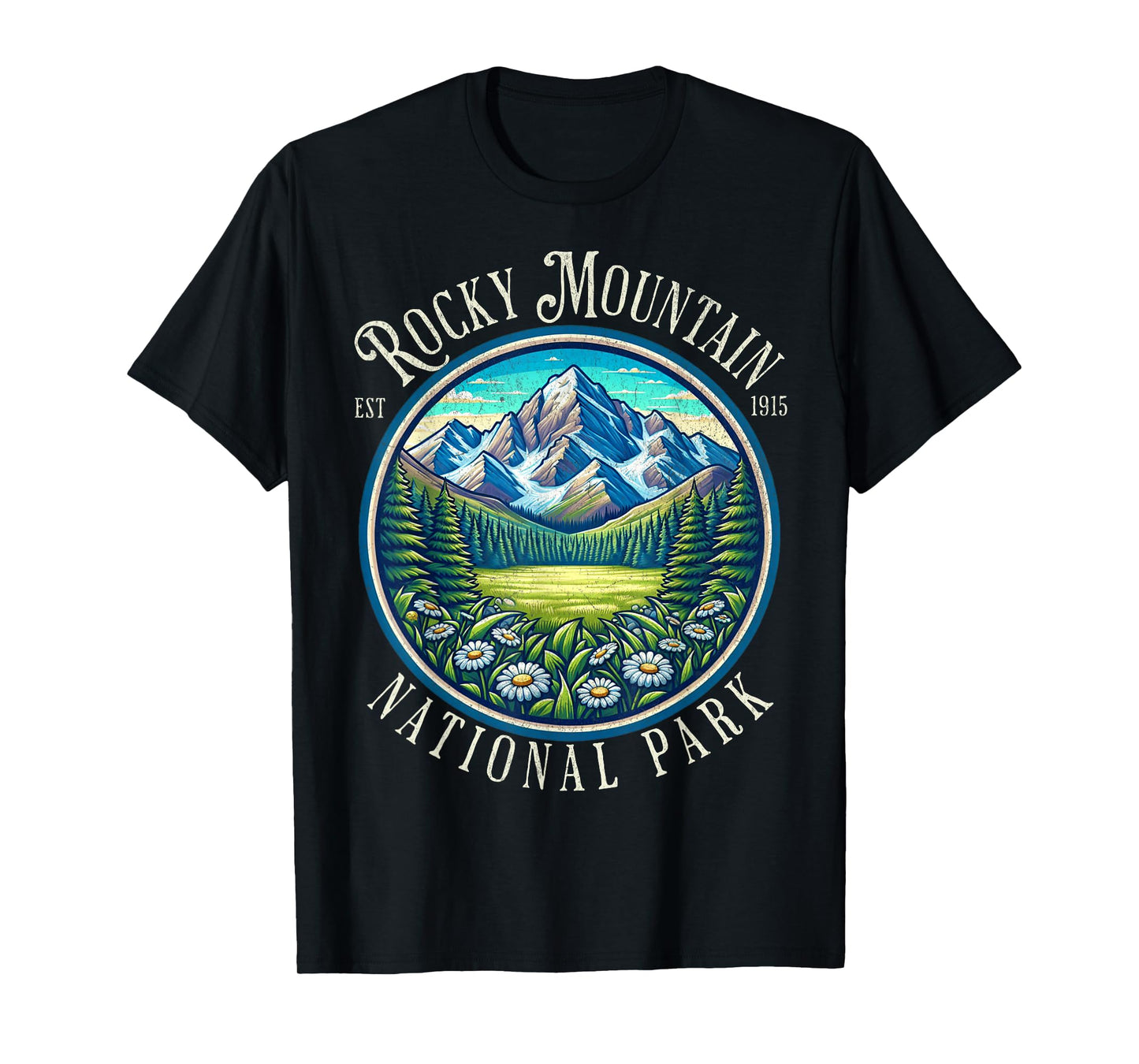 Retro Rocky Mountain National Park Hiking Camping Outdoor T-Shirt