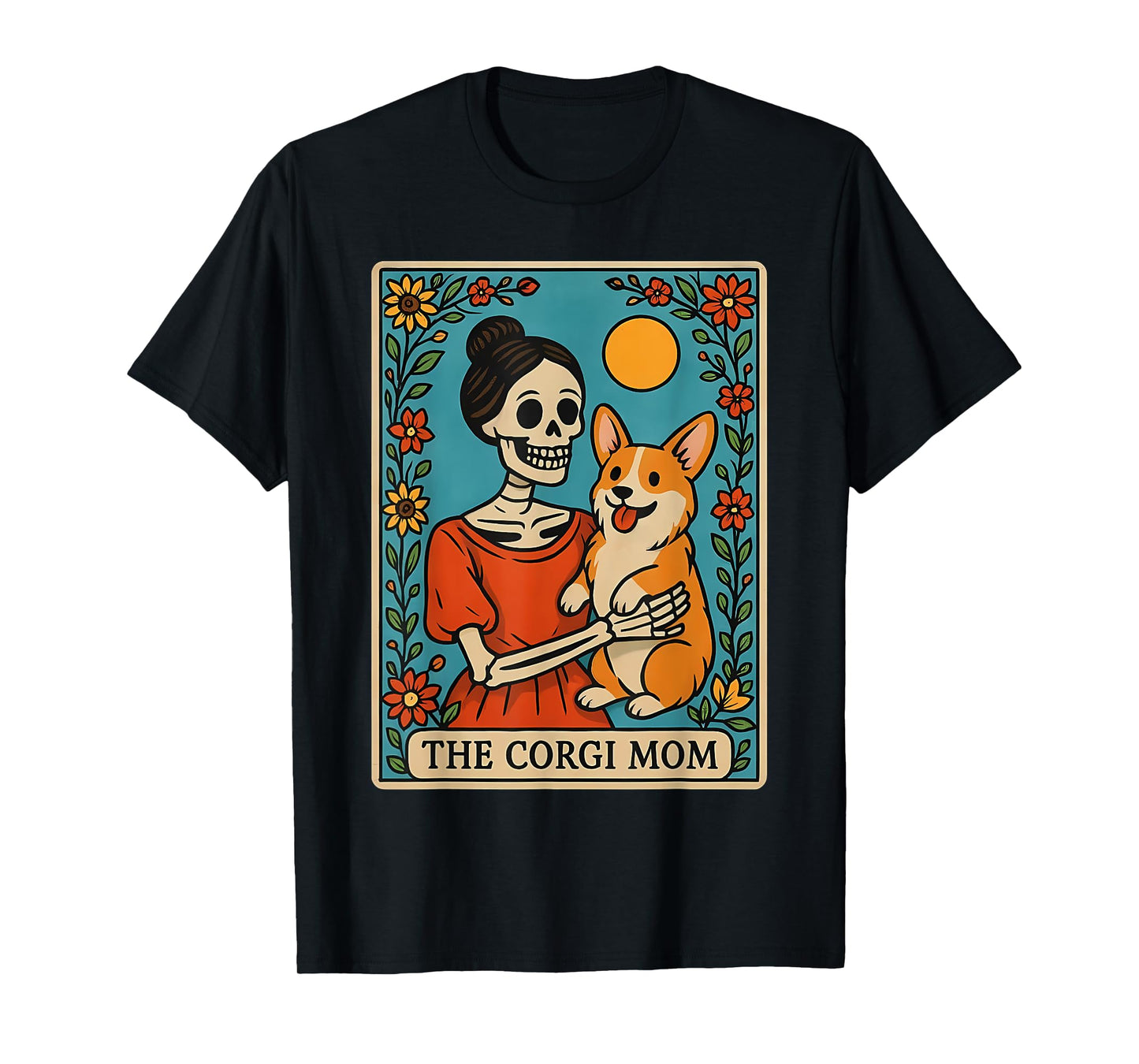 Retro Funny The Corgi Mom Skeleton Halloween Costume Mama T-Shirt