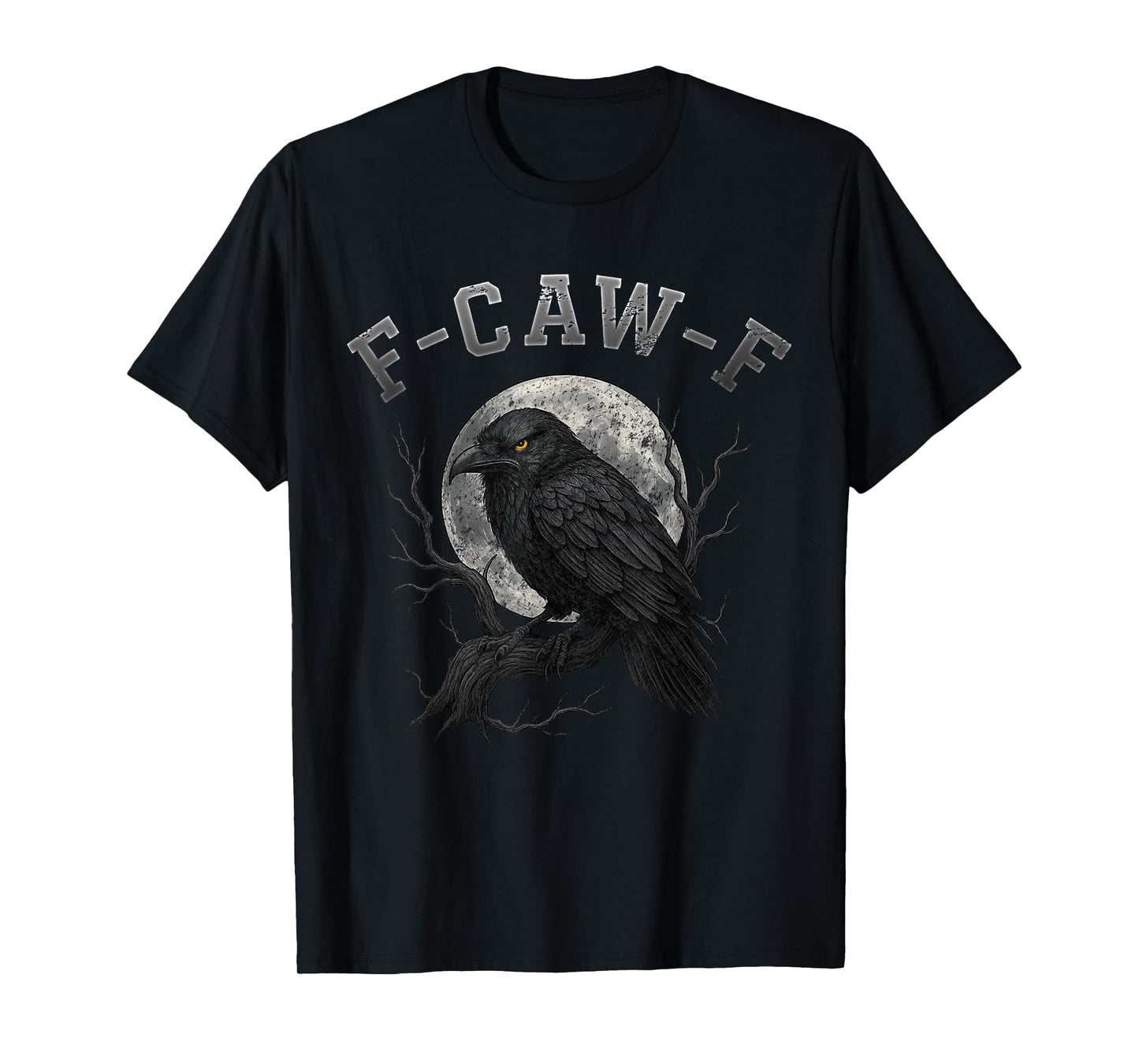 Black Crow F-Caw-F Funny Bird Moon Gothic Adult Humor T-Shirt