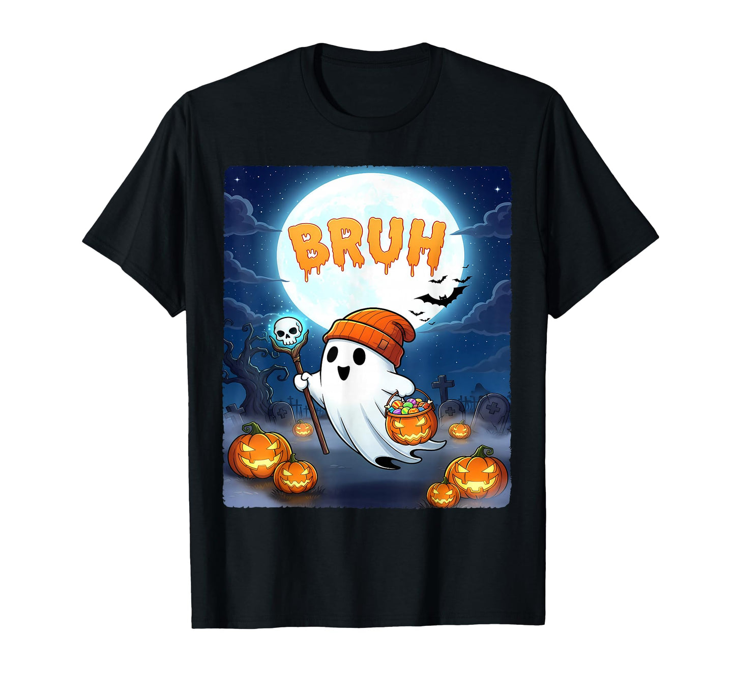 Bruh Ghost Cute Funny Halloween Costume Toddler Boys Kids T-Shirt