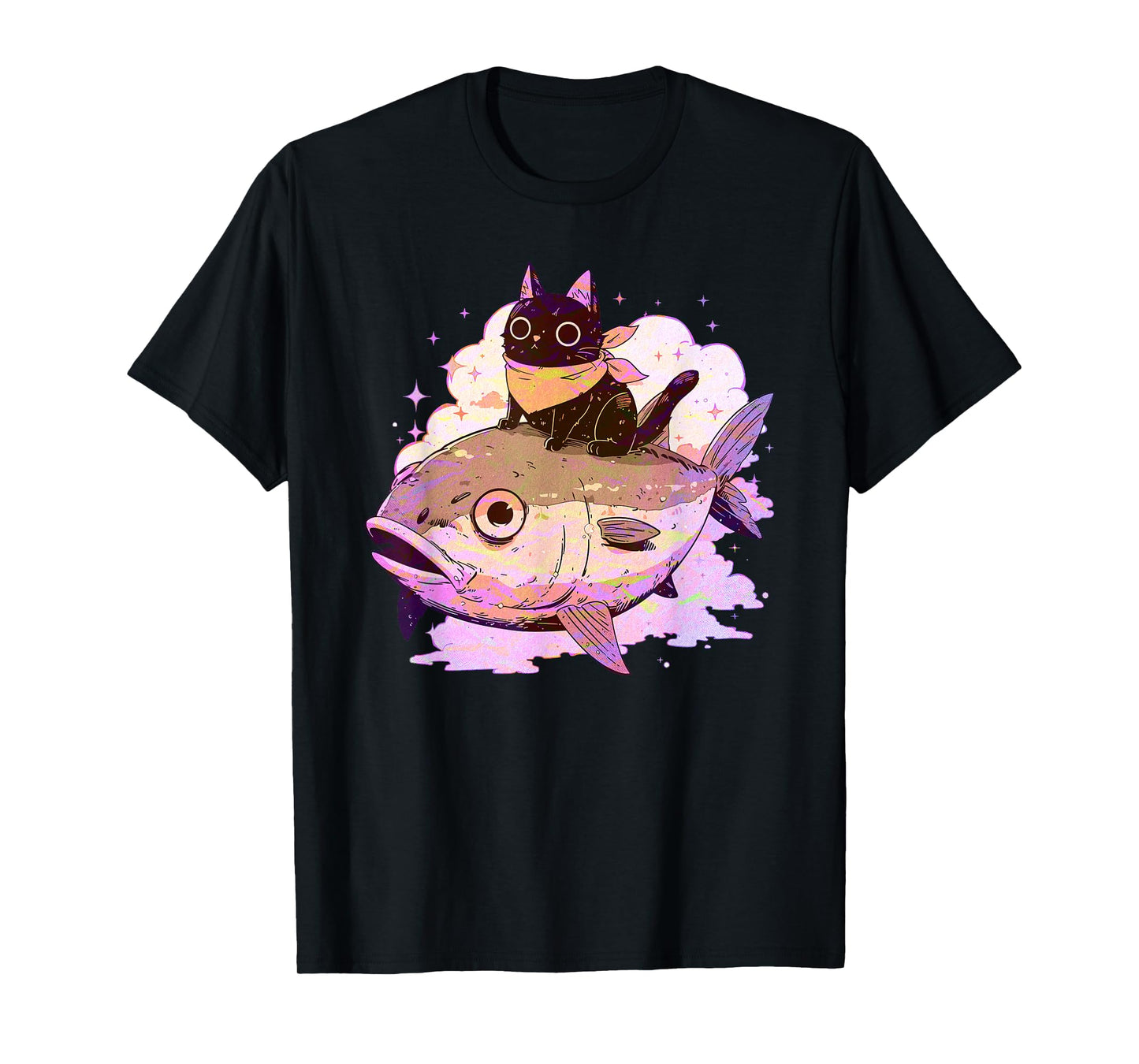 Funny Pink Pastel Goth Aesthetic Tuna Fish Neko Kawaii Cat Men Women Girls Kids T-Shirt