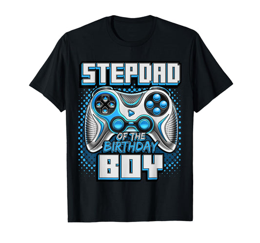 Mens Stepdad of the Birthday Boy Matching Family Video Game Party T-Shirt