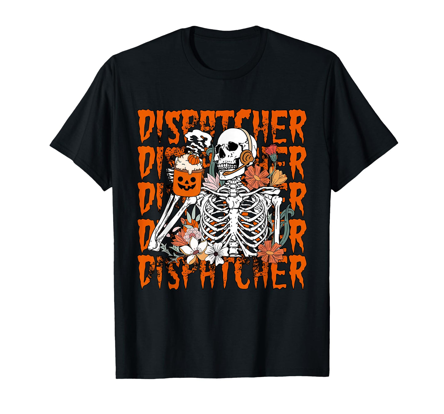 Retro Skeleton 911 Dispatcher Halloween What Your Emergency T-Shirt