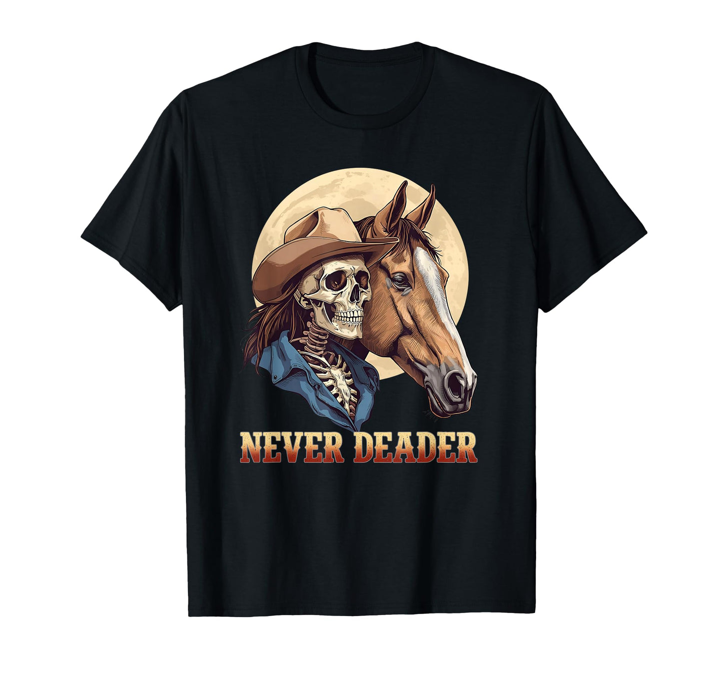 Skeleton Cowboy Riding Horse for Western Spooky Halloween T-Shirt