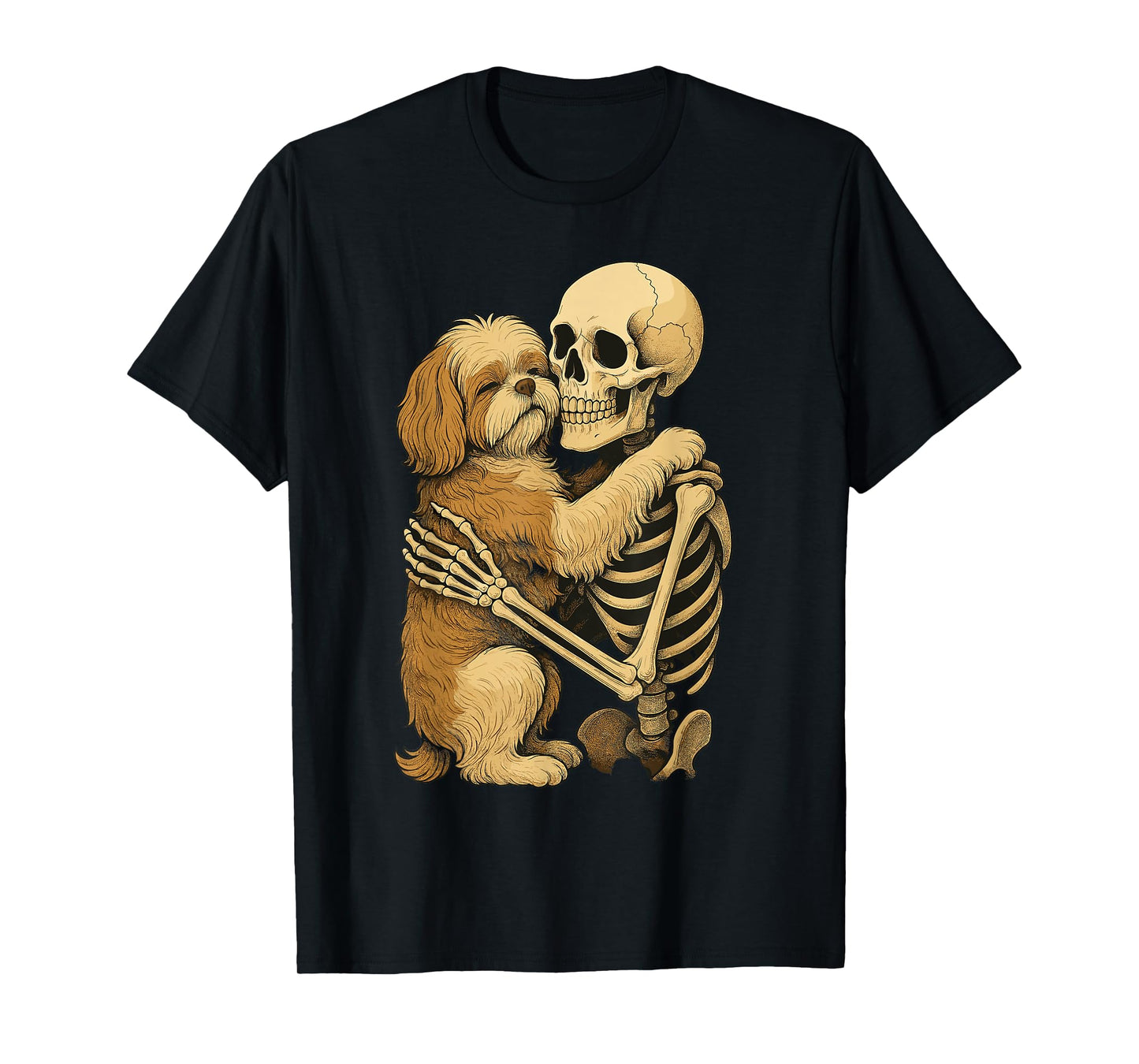 Skeleton Hugging Shih Tzu T-Shirt