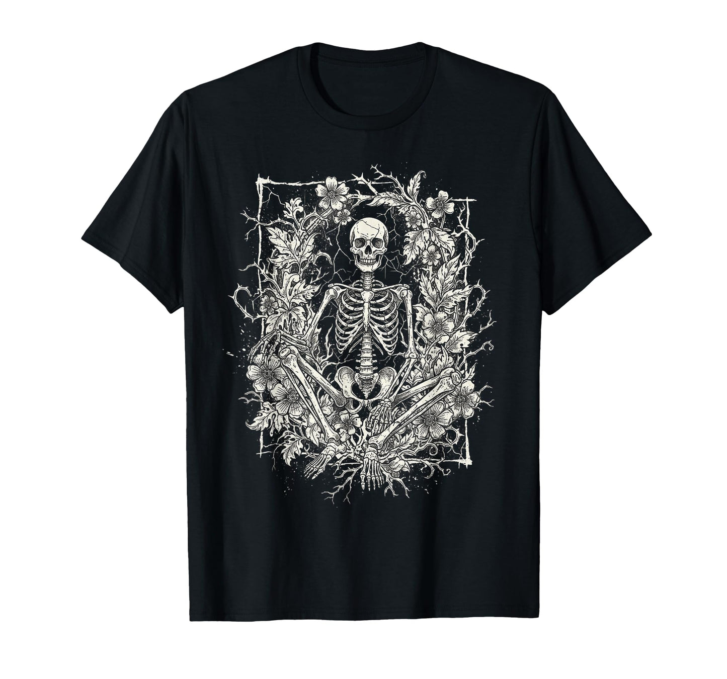 Skeleton Flower with Halloween Art T-Shirt