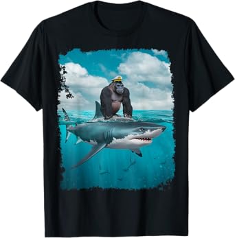 Adult Meme I Love Sharks I Love Gorilla Weird T-Shirt