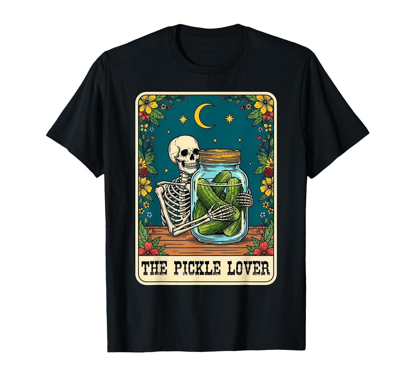 The Pickle Lover Tarot Card Skeleton Pickles T-Shirt