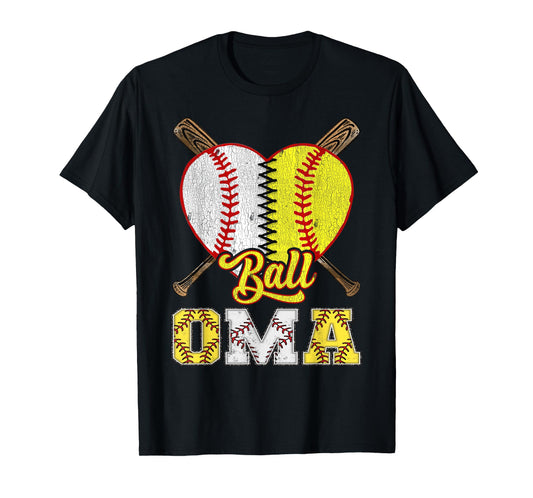 Oma Of Both Ball Oma Half Baseball Softball T-Shirt