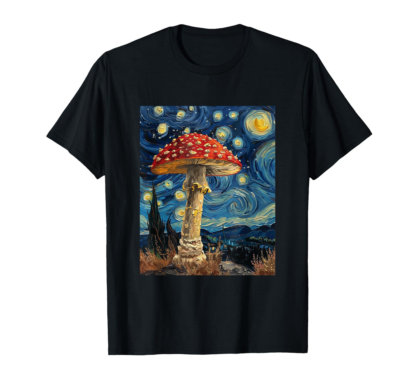Mushroom - Van Gogh Style - Starry Night T-Shirt
