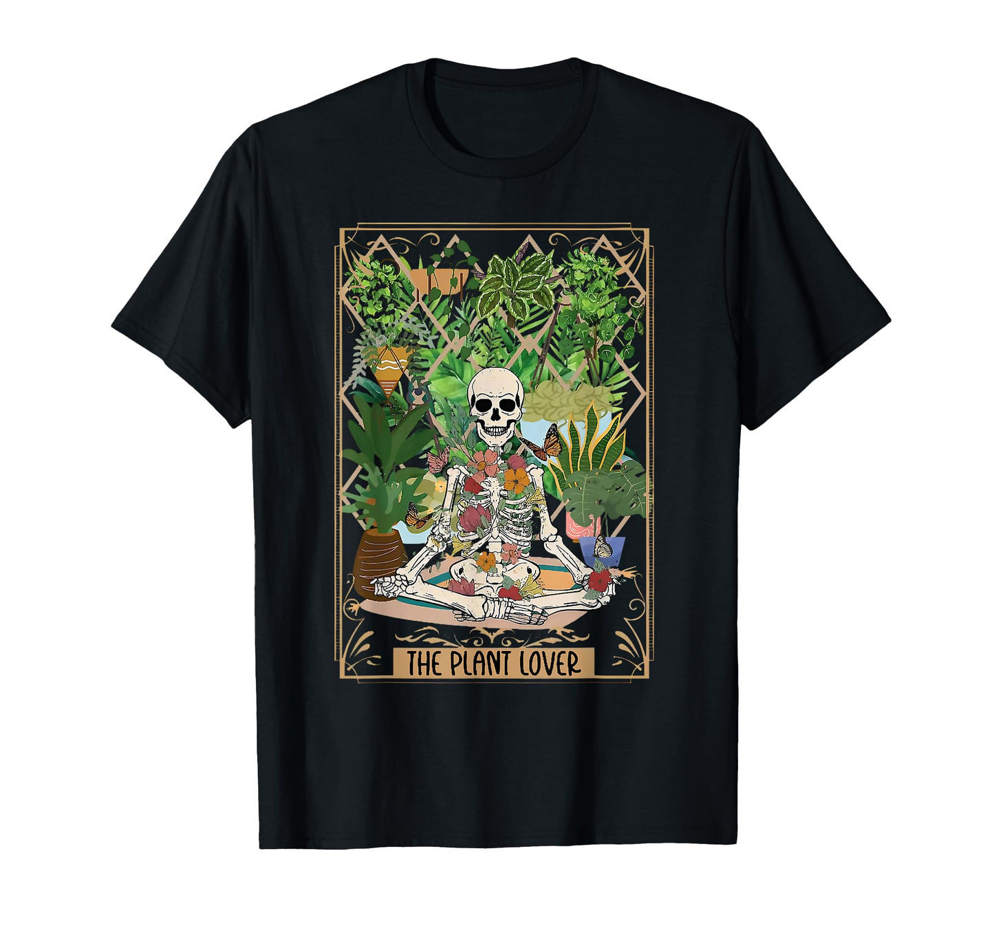 The Plant Lover Tarot Card Skeleton Spooky Season Halloween T-Shirt
