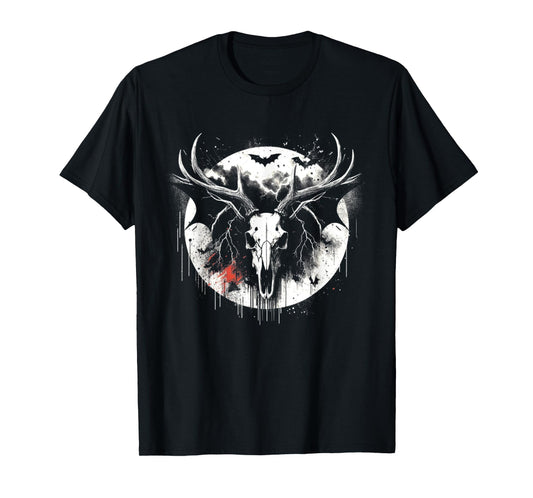 Deer Skull Bat - Creepy Deer Monster Halloween Lover T-Shirt