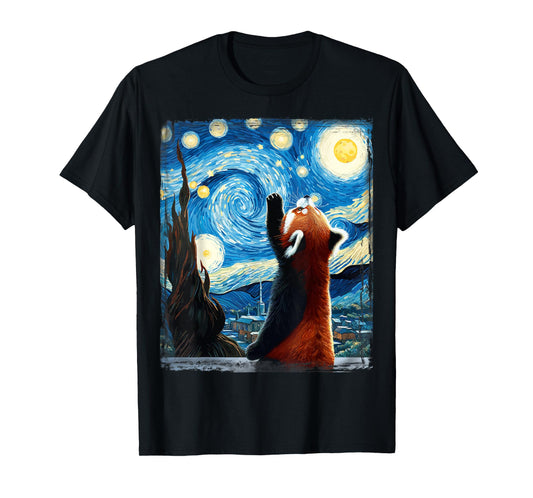 Artistic Red Panda Shirt Van Gogh Starry Night Red Panda T-Shirt