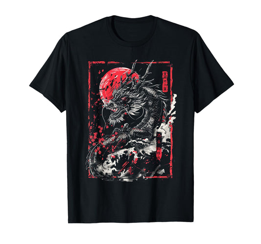 Anime Japanese Goth Cyberpunk City Dragon Art Japan Myth T-Shirt