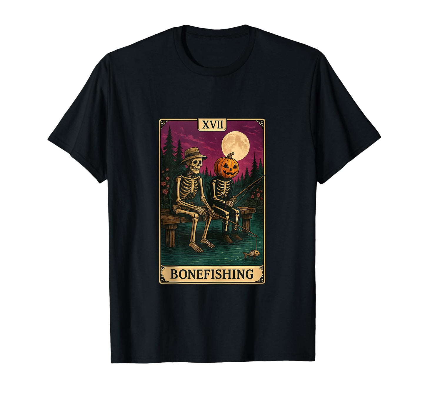 Tarot Card Bonefishing Jack O Lantern Skeleton Fishing Tank Top