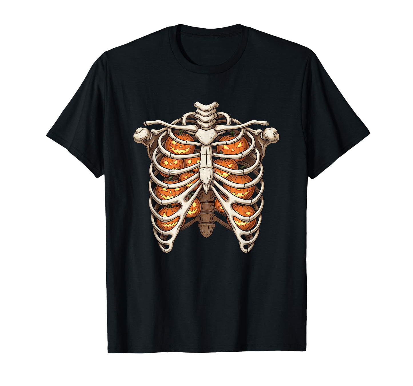 Ribcage Pumpkins Shirt Cute Skeleton Pumpkins Halloween Tee T-Shirt