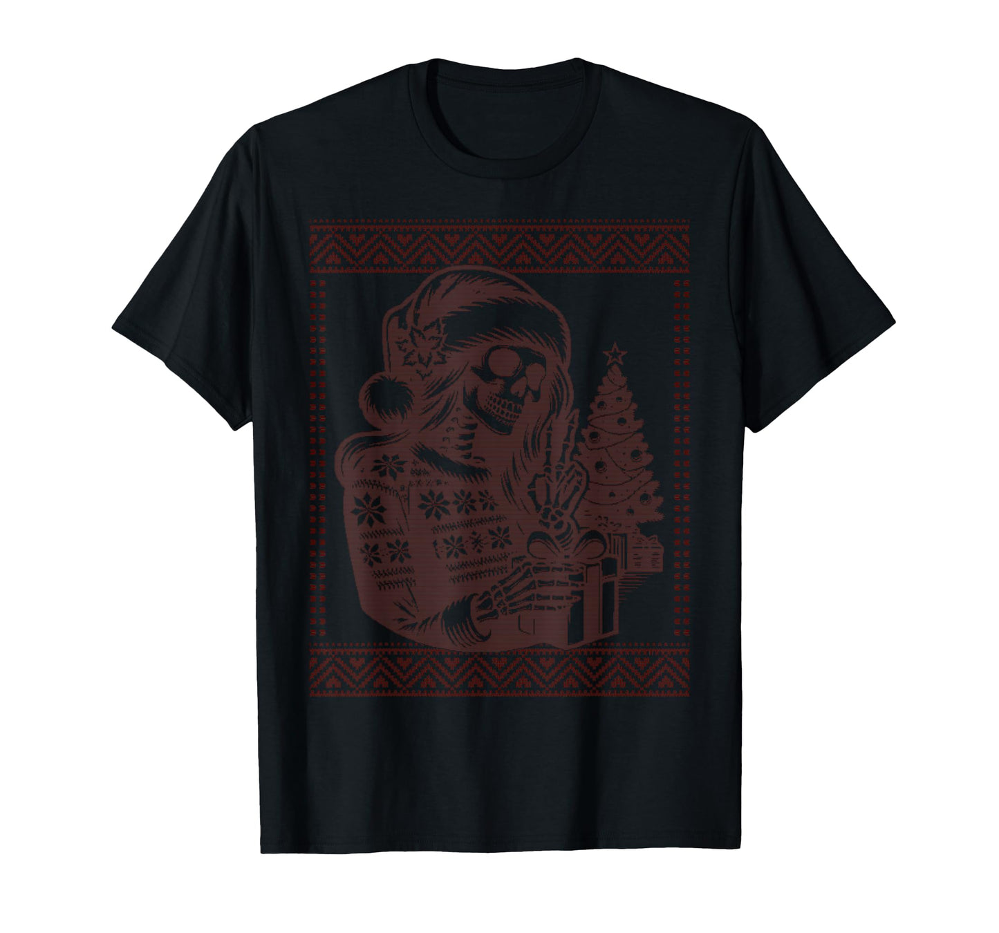 Female Skeleton Ugly Sweater, Peace Christmas Sweater T-Shirt